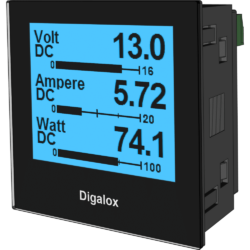 TDE Instruments Digalox DPM72-MPN digitales Einbauinstrument mit 2 Messeingängen zur Messung elektrischer Größen mit USB-Schnittstelle und Hintergrundbeleuchtung mit einstellbarer Farbe