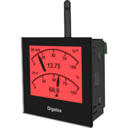 TDE Instruments Digalox DPM72-MPP process indicator with 2 measurement inputs for 4-20 mA and 10 V analogue signals.