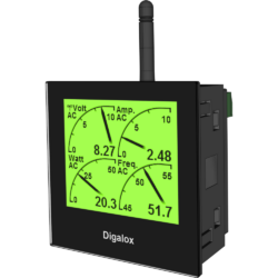 TDE Instruments Digalox DPM72-MP+ digital panel meter with 2 measurement inputs for measuring electrical quantities including energy meter with USB, RS485 or XBEE interface.