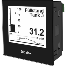 TDE Instruments Digalox DPM72-PP digital panelmeter with 2 measuring inputs for 4-20 mA analogue signal and 60 mV shunt measuring resistor with USB interface