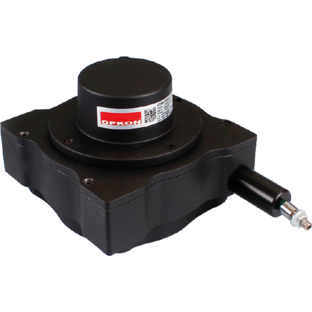 OPKON DWPM3 potentiometric draw-wire encoder with 4 to 20 mA or 0 to 10 V analogue signal output