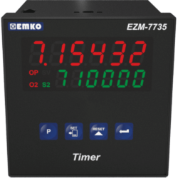 EMKO EZM-7735 Timer pour heures, minutes, secondes avec réinitialisation manuelle ou automatique et une sortie relais.