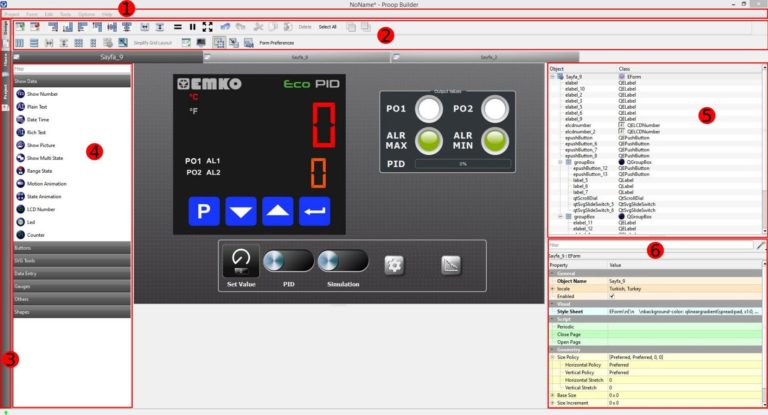 proop HMI touch panel software screen
